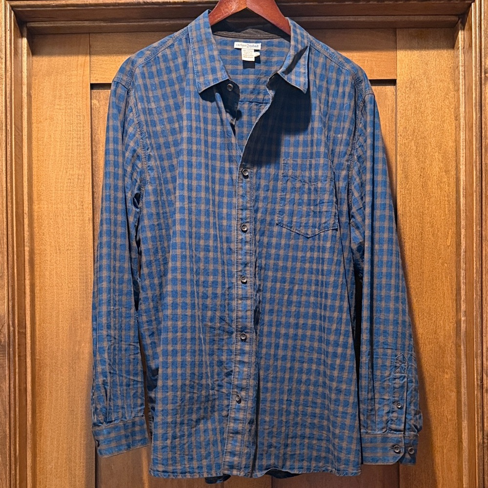 Casual Blue Plaid Men's Button Down Shirt